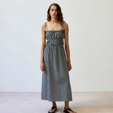 Cece Gingham Dress in Black -White