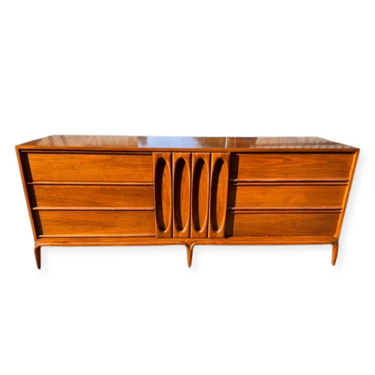 Mid-Century American Walnut Sculpted Front Credenza