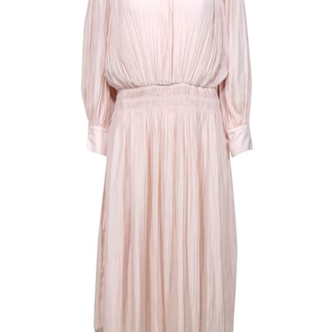 Joie - Pale Pink Pleated Ruffled Long Sleeve Maxi Dress Sz L