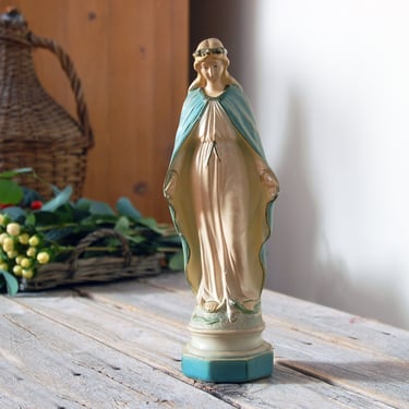 Vintage Virgin Mary statue / antique chalkware Madonna figure / religious statue /  Virgin Mary Holy Mother decor / religious decor 