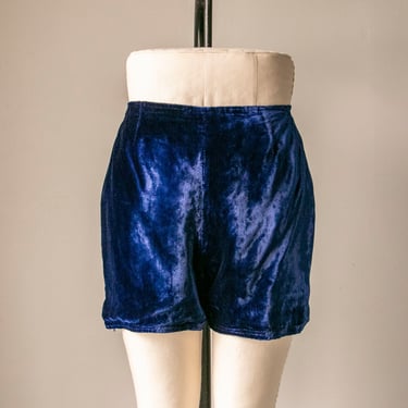 1970s Shorts Velvet Hot Pants High Waist M/L 