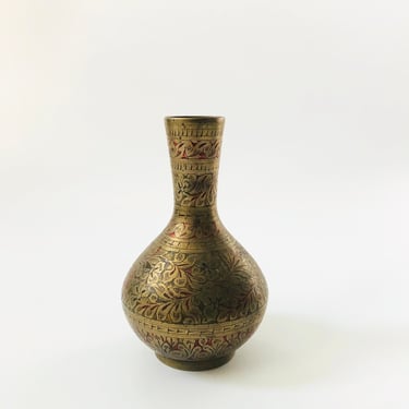 Etched Brass Vase 