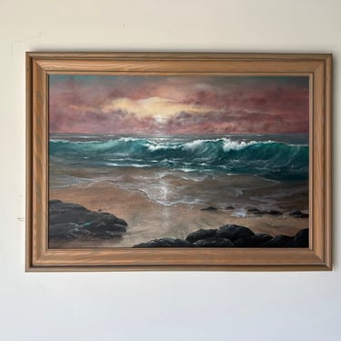 80's Rost A. Masella Beautiful Seascape Oil on Canvas Painting 