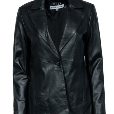 Reformation - Black Leather Jacket w/ Notch Lapel Collar Sz S