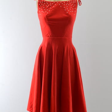 Vintage Emma Domb Red Velvet Dress | XXS