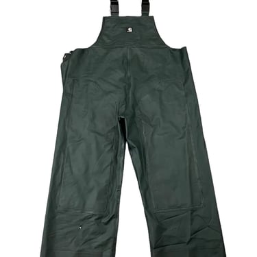 Carhartt R39 PVC Green Rain Bib Overalls Large