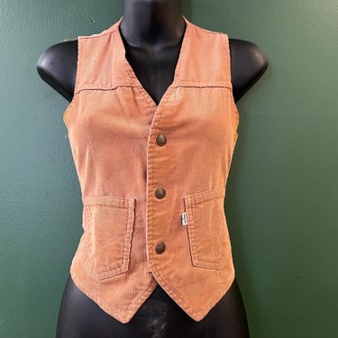 Levi's corduroy vest 1970s camel tan button down small 