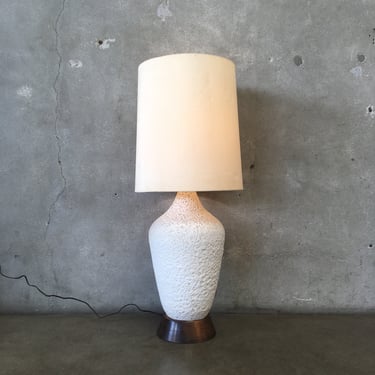 Mid Century Ceramic Table Lamp with Lava Glaze