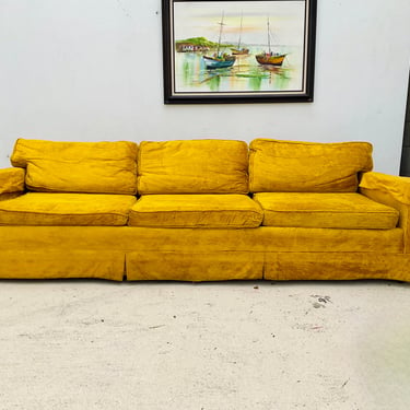 Low 1970s Marigold Velvet Couch