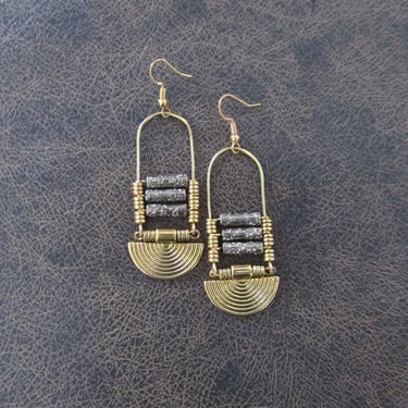 Lava rock and gold earrings 2 