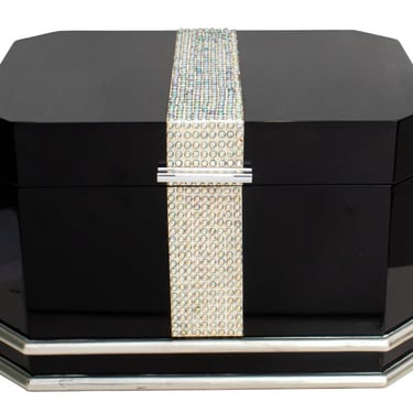 Hollywood Regency Revival Black Lacquered Box