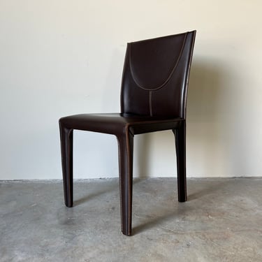 1980's Postmodern Italian Brown Leather Desk Chair by Arper 