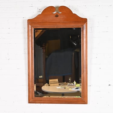 Ethan Allen Early American Carved Maple Framed Beveled Wall Mirror