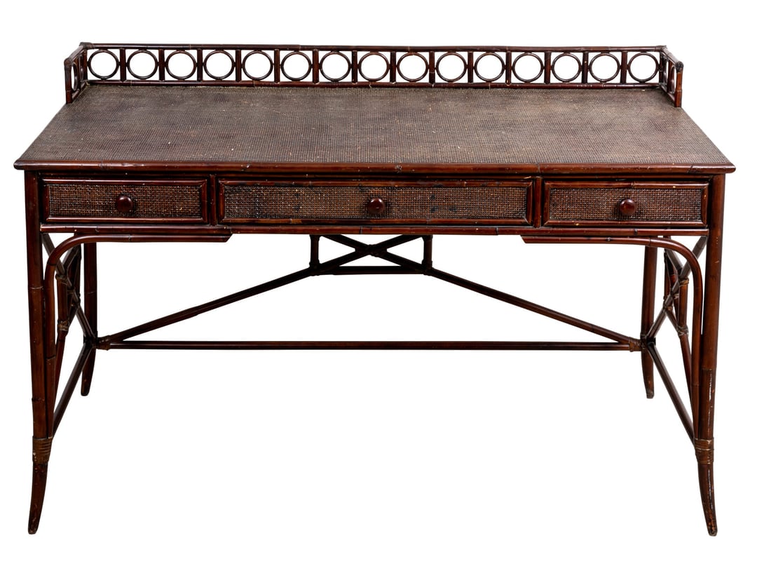 1990s Mitchell Gold Bob William Rattan Desk The Antique and Artisan