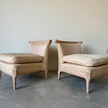 Hollywood Regency James Mont - Style Slipper Lounge Chairs - A Pair 