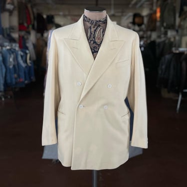 Size 38 1940s Vintage Double Breasted “Winter White” Cream Orphaned Odd Jacket 2315 