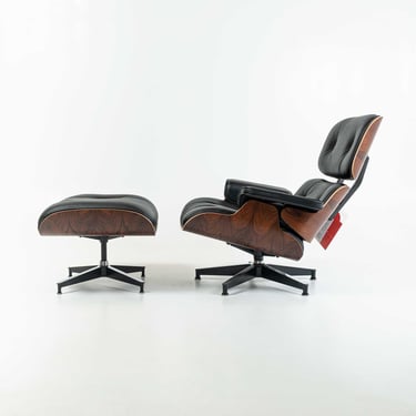 Eames Lounge Chair and Ottoman 670 & 671 Tall Size, Palisander Finish with Full Grain leather, 2023 production 