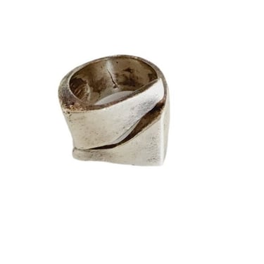 Vintage Sterling Silver Ring Brutalist Sculptural Style Size 4.5 
