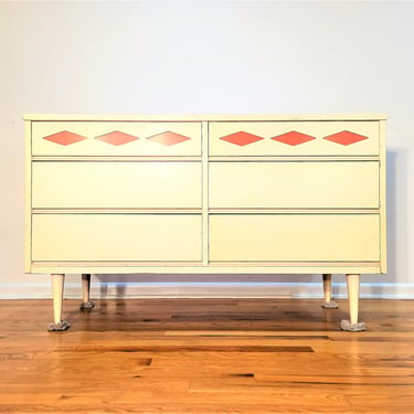 Mid Century Bassett Colorama Six Drawer Dresser / Credenza 