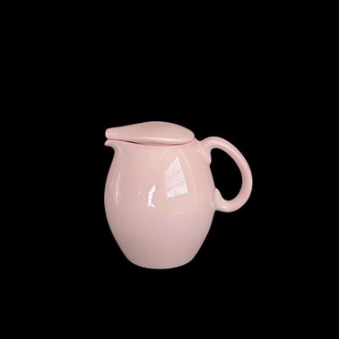 Vintage Mid Century Modern IROQUOIS Casual China Russel Wright Pottery Pitcher w/ Lid Pale Pink Glaze 6.25" Tall American Iconic Design 