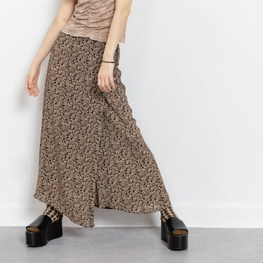 HIPPIE WRAP SKIRT Rayon Breezy Spring Summer Earth Tones Boho Festival Maxi / Small / 27 Inch Waist 