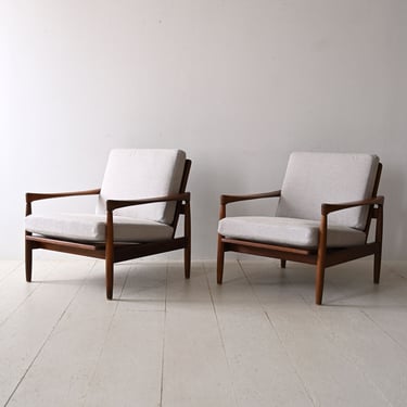 Pair of Vintage 'Kolding' Armchairs by Erik Wörtz for Ikea – 1960s Teak Lounge Chairs 