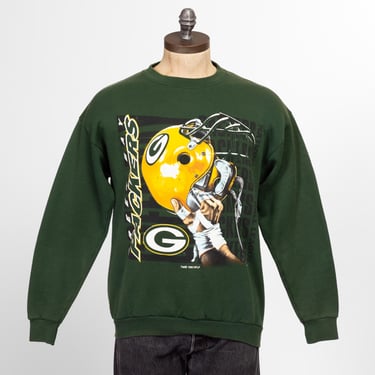 Medium 90s Green Bay Packers Sweatshirt | Vintage NFL Football Logo 7 Graphic Crewneck Pullover Sweater 