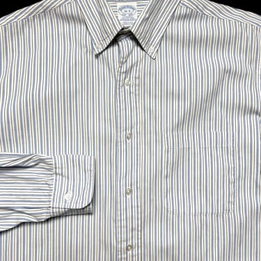 Vintage USA Made Brooks Brothers Button-Down Oxford Shirt ~ 16 - 3 ~ 100% Cotton ~ OCBD ~ Striped 