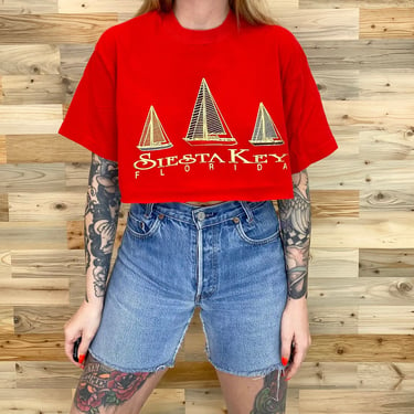 90's Siesta Key Florida Cropped Tee Shirt Top 
