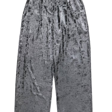 BCBG Max Azria - Black Silver Metallic High-Waist Trousers w/ Belt Sz M