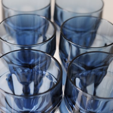 Vintage Dusty Blue Goblet Glasses - Set of 6 