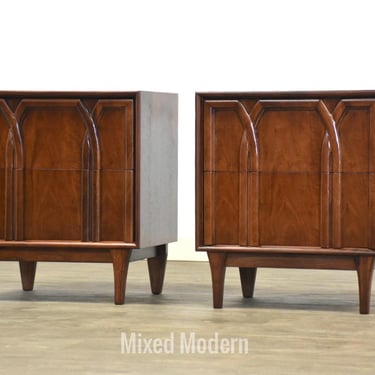 Refinished Walnut Nightstands by Red Lion - A Pair 