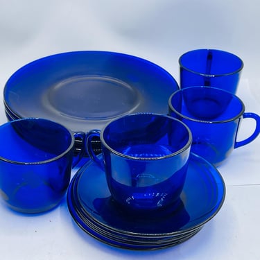 Vintage (14 PC) Saphir Bormioli Rocco Forum Cobalt Blue 6