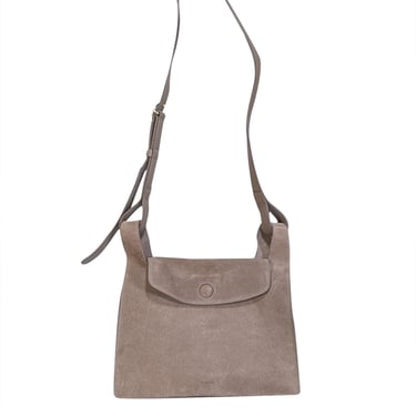 Cuyana - Taupe Suede "Double Loop" Crossbody Bag