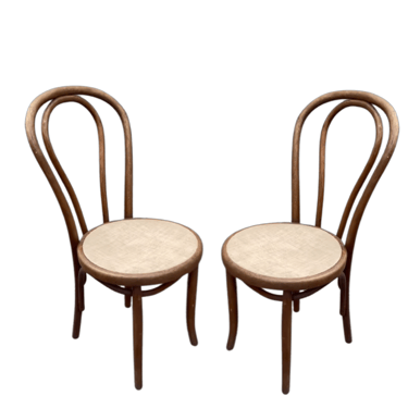 Pair of Thonet Style Bentwood Chairs with Faux Cane Seating