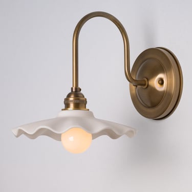 Scalloped Ceramic Shade - Wall Sconce Lighting - Arch Sconce - Fonthill - Hand Made Porcelain Shade 