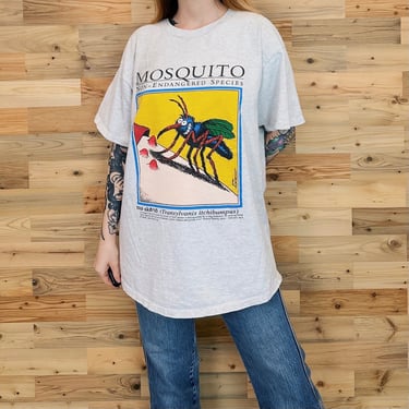 Funny 90's Mosquito Non-Endangered Species Vintage Tee Shirt 