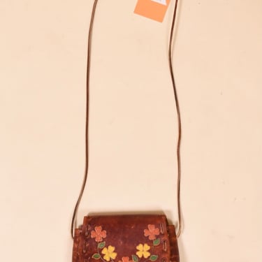Brown 70s Tooled Leather Bag