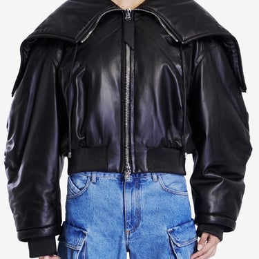 The Attico Women Leather Bomber Jacket