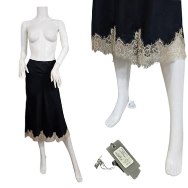 NWT Rag & Bone Black Silk Lace Trimmed Slip Skirt I Sz 8 I Black Jaci Lace Skirt 