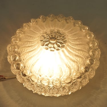 German vintage Wall lamp, Mid Century lamp, Colorless Glass  lamp, Lamp from the 60s, Ice glass sconce, wall light round glass, 