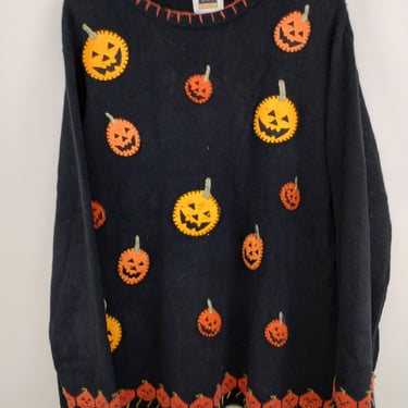 3XL 90s CSI Sport Pumpkin Patch Knit Sweater Cotton Ramie Pink Blue 1990s 1980s XXX-Large Outdoors Layering Fall Autumn Halloween 