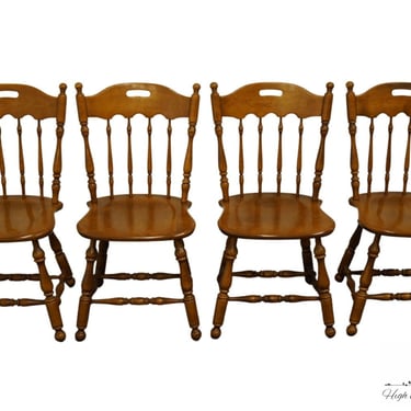 Set of 4 ETHAN ALLEN Heirloom Nutmeg Maple Colonial Spindle Back Dining Side Chairs 10-6002 