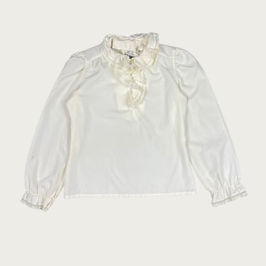 (M) 80s Cream Ruffle Blouse