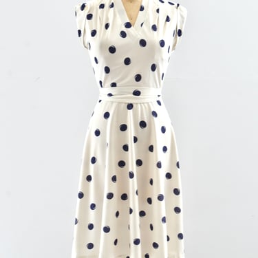 70's Polka Dot Dress / XS