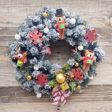 20" Handmade Holiday Christmas Wreath "Little Drummer Bear" 