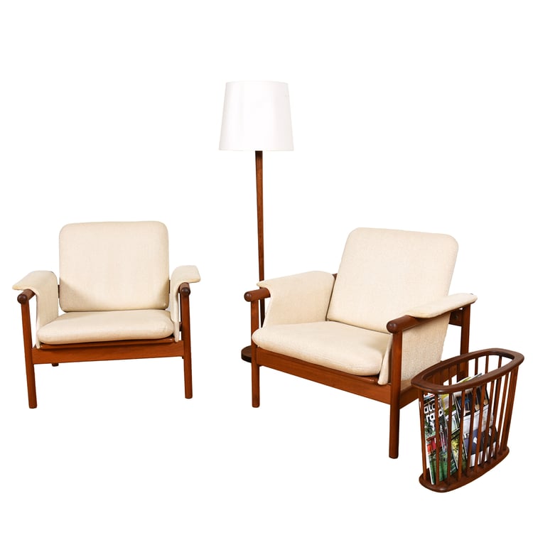 The &#8216;Wiki&#8217; Lounge Chair &#8212; Preserved Pair by Illum Wikkelsø in Warm Danish Modern Teak