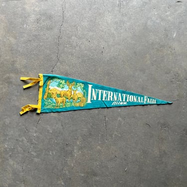 Vintage International Falls, MN Felt Souvenir Pennant 