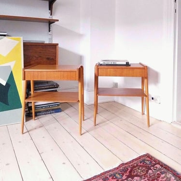 Scandinavian nightstand teak mid century nightstand with drawer vintage side table pair nightstand teak end table minimalistic 60s table 