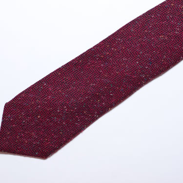 Vintage Wool Dark Red Necktie with Colorful Speckles 